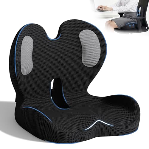 Seat Cushion,Memory Foam Chair Cushion for Office and Car - color: Black+mesh Cloth