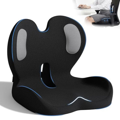 Seat Cushion,Memory Foam Chair Cushion for Office and Car - color: Black+mesh Cloth