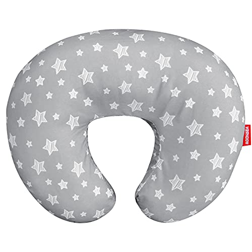 Nursing Pillow Cover for Baby Snug Fits Boppy Nursing Pillows - color: Grey Star