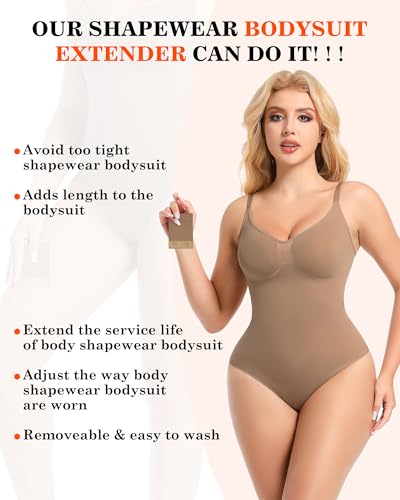 Women Bodysuit Extender Adjustable Snap Crotch Add Length To Crotch Extender(Not suitable for metal clasp) - color: Khaki-（2pc,2 Plastic，3" Length）