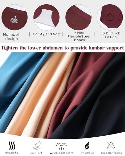 LEVAO Women's Tummy Control Underwear High Waisted Seamless Panties 4 Pack - color: Black,nude,reddish Brown,blue, size: Medium