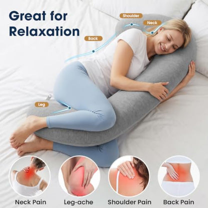 TranquilRelax C Shaped Body Pillow for Side Sleepers, Grey-35"*10" - color: Grey, size: 35*10 in