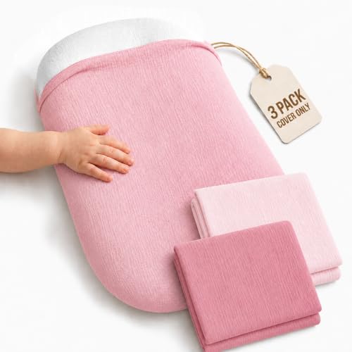 3 Pack Muslin Baby Lounger Covers, Covers Only, 35.5" x 20" - color: 3 Pack Pink