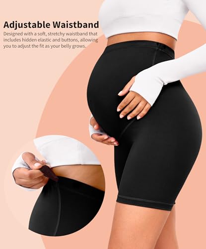 VALANDY Creamlush 4 Pack Maternity Shorts Over the Belly 5"/8" - color: 4 Packs - Black*4, size: Large