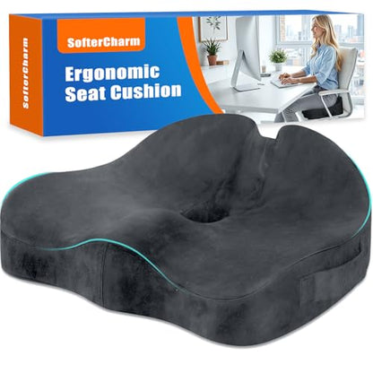 Memory Foam Seat Cushion for Office Chair & Car Seat, Grey - color: Grey