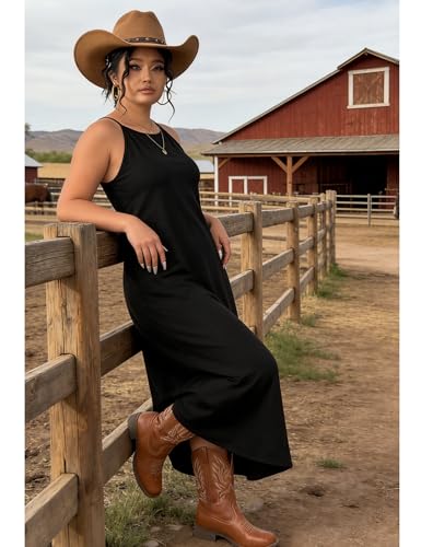 POGTMM Womens Plus Size Dress Boho Sleeveless Maxi Long Halter Sundress - color: Black, size: 5X-Large