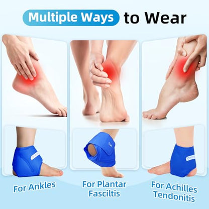 Comfytemp Ankle Ice Pack Wrap for Plantar Fasciitis, Achilles Tendonitis - color: Dark Blue, size: Standard