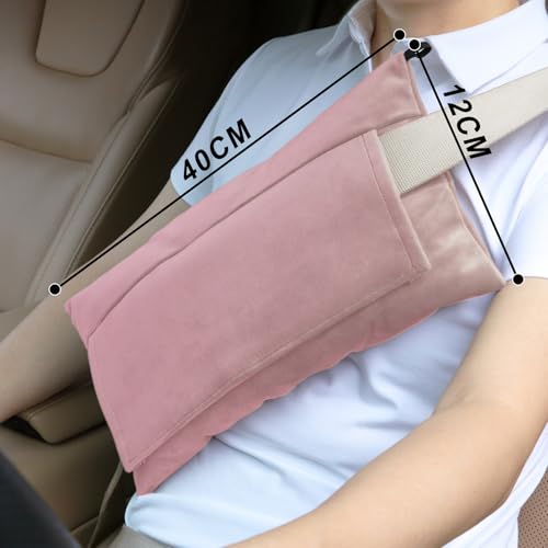 Post Surgery SeatBelt Pillow for Pregnancy Mastectomy Hysterectomy Recovery - color: Pink