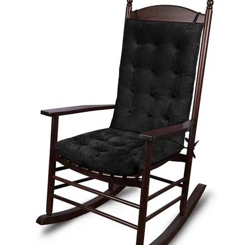 ELFJOY Rocking Chair Cushions Tufted High Back and Seat Cushion Black - color: Black