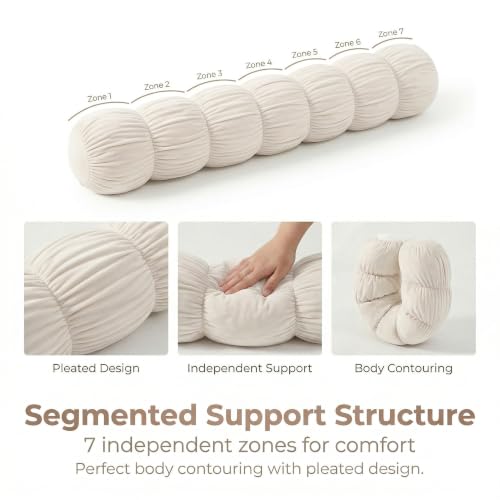 Pat. Pend. Long Body Pillow for Adults, 47 Inch, Misty White - color: Misty White, size: 47"x 7.87"