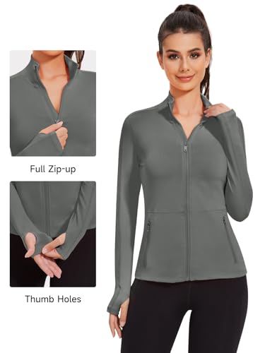 VUTRU Women's Workout Yoga Jacket Full Zip Running Athletic Track Jacket - color: A-grey, size: X-Small