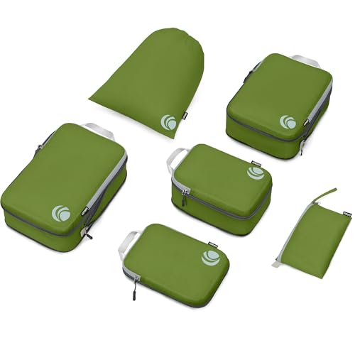 Cipway Compression Packing Cubes for Travel (Green 6pcs) - color: Green, size: 6PCS