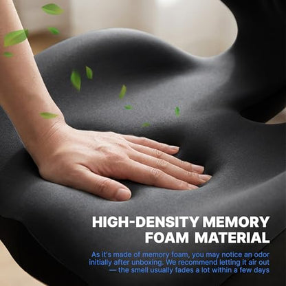 Ergonomic Seat Cushion with L-Shaped Design for Office Chair (Black) - color: Black
