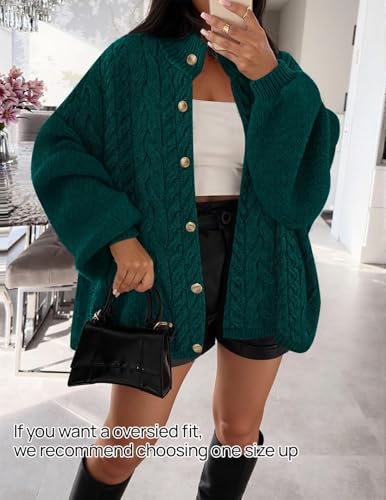 ZESICA Women's Oversized Chunky Knit Cardigan Sweaters Fall Fashion - color: Darkgreen, size: Medium