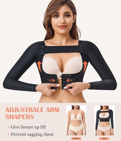 LANCS Arm Compression Sleeve Women Post Surgical Slimmer Arm Shaper Tops - color: Black, size: Small