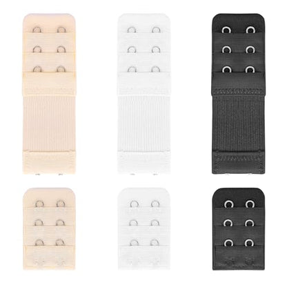 Ouligay 6Pcs Women's Bra Extender 2 Hook, Elastic Bra Strap Extender, Bra Extensions 2 Hook, Stretchy Bra Extension Strap, Comfortable and Soft Bra Strap Extensions Black