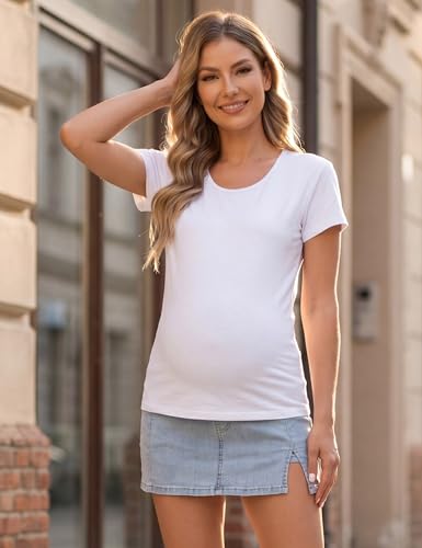 Maternity Jean Skirt Stretchy Denim Skorts - color: Light Blue, size: Small