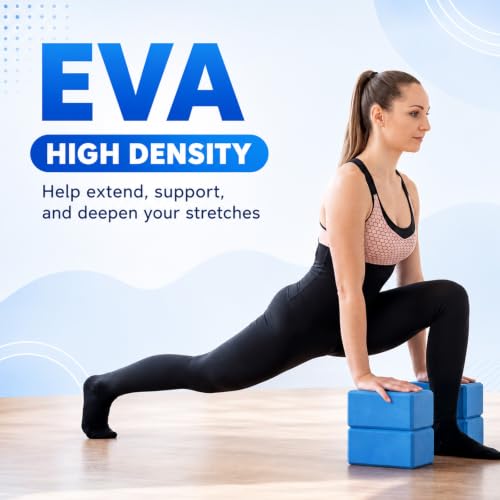 Wettarn 6 Pack EVA Yoga Blocks Bulk, Non Slip Pilates Brick - color: Blue