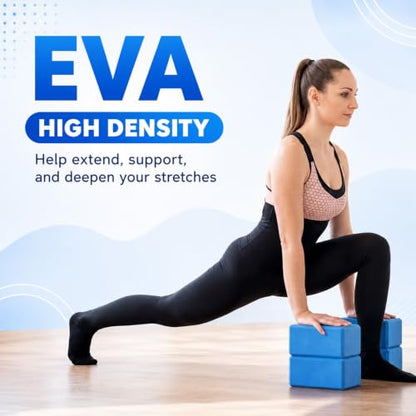 Wettarn 6 Pack EVA Yoga Blocks Bulk, Non Slip Pilates Brick - color: Blue