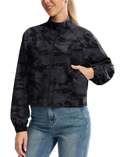 Soothfeel Women's Athletic Lightweight Jacket UPF 50+ Sun Protection Shirts - color: Grey Camo, size: Small