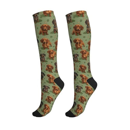 Cute Dog Compression Socks Women Men, Dog Lover Gift - color: Dachshund