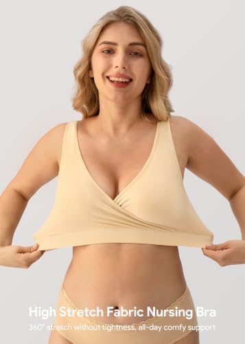 HBselect Maternity Nursing Sleep Bra for Breastfeeding Wireless Bralette - color: Black/Gray/White/Pink/Beige, size: Medium