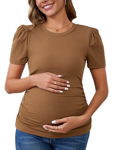 Maternity Work Tops Business Blouse Office - color: Brown, size: Medium