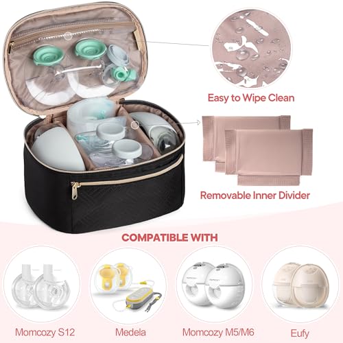 Fasrom Wearable Breast Pump Bag, Portable Pump Carrying Case for Moms - color: Black