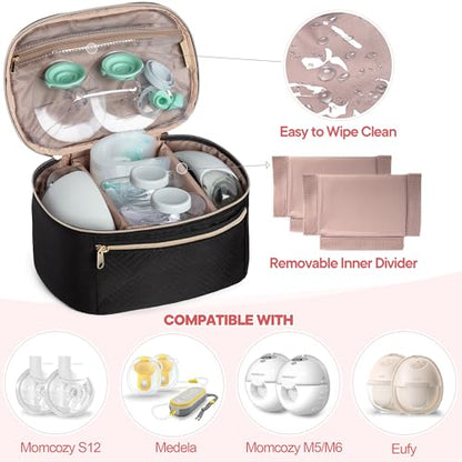 Fasrom Wearable Breast Pump Bag, Portable Pump Carrying Case for Moms - color: Black