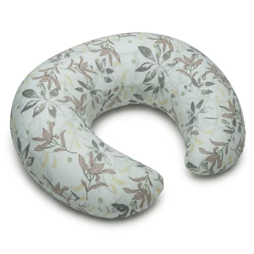Nursing Pillow and Body Positioner for Breast Feeding and Bottle Feeding, Ultra Soft Breastfeeding Pillows with Removable Pillow Cover (Grey-Green Leaf) - color: Grey-green Leaf