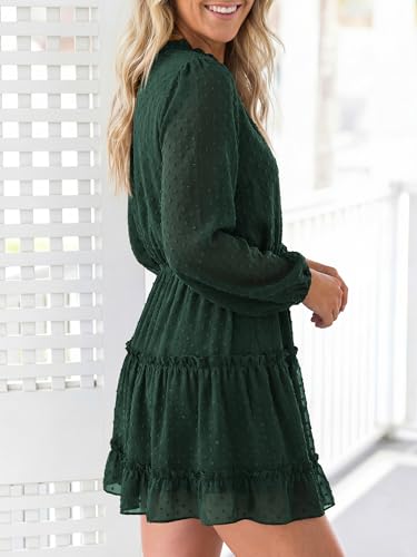 BTFBM Long Sleeve Dress for Women Fall 2026 - color: Dot Dark Green, size: Small