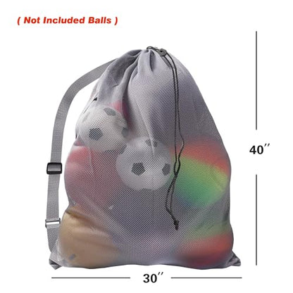 GSE Mesh Sports Drawstring Bag, Shoulder Strap, X-Large, 24"x36"/30"x40" - color: Grey, style: 30"x40" - 6-pack
