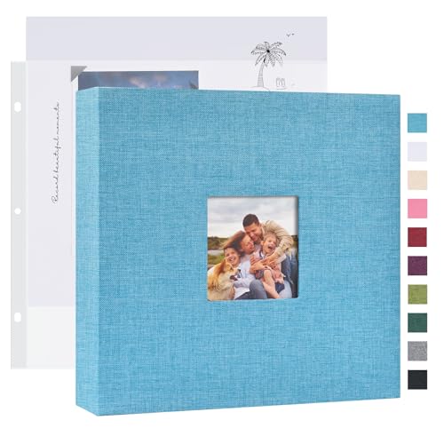 Mublalbum 8x8 Inch 3 Ring DIY Scrapbook Photo Album 40 Pages, Blue - color: Blue, size: 8x8 Inch 40 Pages