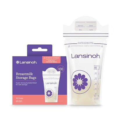 Lansinoh Breastmilk Storage Bags, 6 Ounce, 100 Count - size: 100 Count, style: 6oz