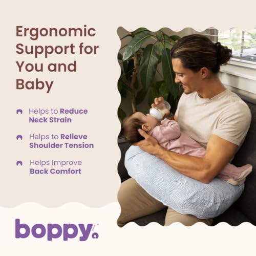 Boppy Nursing Pillow, Safe Ergonomic Breastfeeding & Baby Feeding Support - color: Blue Speckled Current