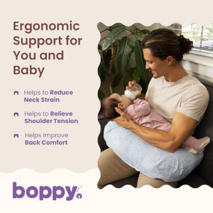 Boppy Nursing Pillow, Safe Ergonomic Breastfeeding & Baby Feeding Support - color: Blue Speckled Current