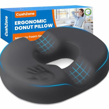 Donut Pillow Seat Cushion, Office Chair Cushion, Gray, X-Large - color: Grey, size: X-Large