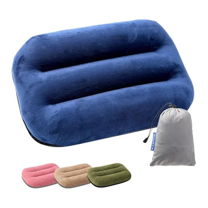 Inflatable Camping Pillow – Ultralight Compact Travel Pillow, Picnic-Blue - color: Blue