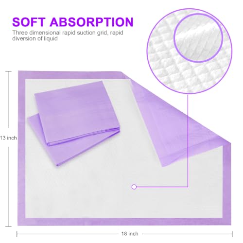 Enhanced Disposable Baby Changing Pad Liners 100 Pack, Purple - color: 100 Pack Purple - 18"x 13"