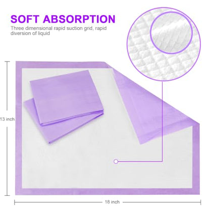 Enhanced Disposable Baby Changing Pad Liners 100 Pack, Purple - color: 100 Pack Purple - 18"x 13"