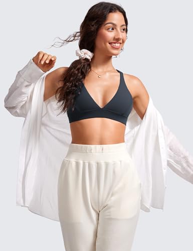 CRZ YOGA Butterluxe Deep V Neck Sports Bras - color: True Navy, size: XX-Small