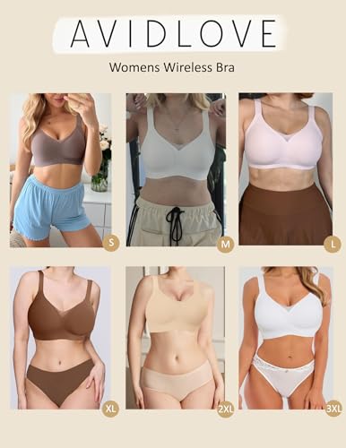 Avidlove Womens Wireless Bras Full Coverage Seamless Bra Comfortable Bralette Everyday Bras - color: Black, size: Medium