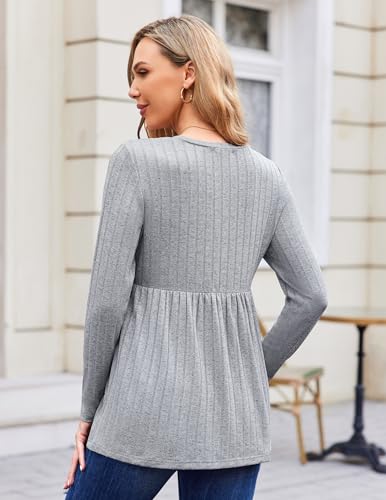 Maternity Shirts Dressy Long Sleeve Pregnancy Fall Tops Work Blouses - color: Light Grey, size: Small