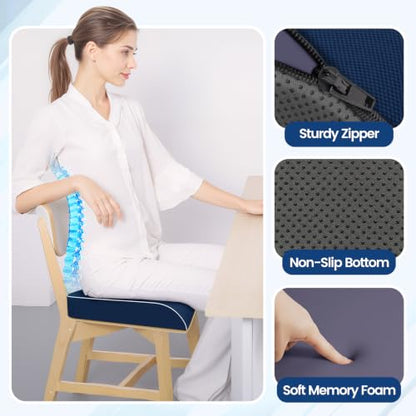 SweetSlubr Seat Cushion, Chair Pad, Memory Foam Tailbone Pain Relief - color: Darkblue, size: X-Large