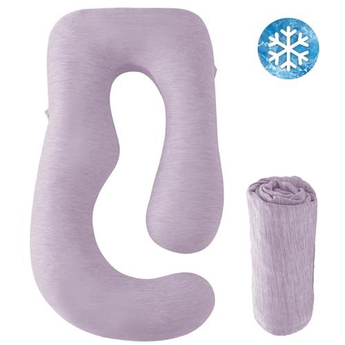 Sasttie Cooling Pregnancy Pillow Cover for 57-inch Maternity Pillow, Purple - color: Purple