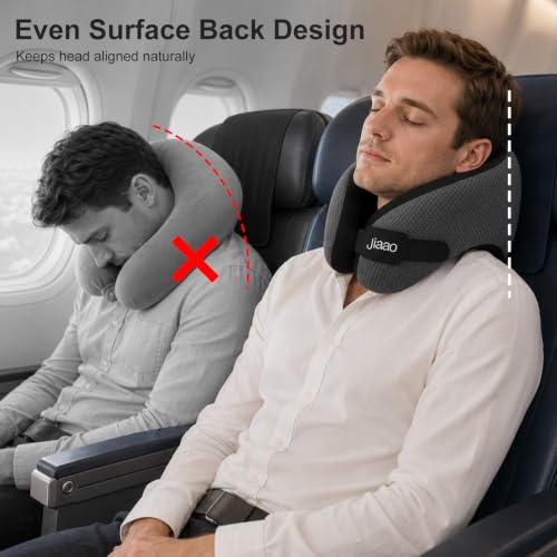 Ergonomic Travel Pillow,100% Memory Foam Travel Neck Pillow for Airplanes