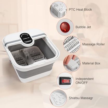 Collapsible Foot Spa Bath Massager with Heat, Bubble