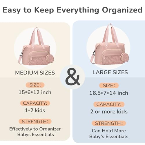 Tenot Diaper Bag Tote, Baby Bags with Pacifier Case Pink - color: Pink, size: Medium