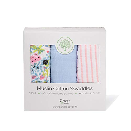 Parker Baby Co. Soft Muslin Baby Swaddle Blankets, 3 Pack - Blossom Set - color: Blossom