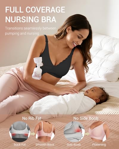 Vinfact Pumping Bra Hands Free-Adjustable Every Day Bra Holding & Breast Pump Bra Breathable Comfortable Bras - color: Black, size: Large